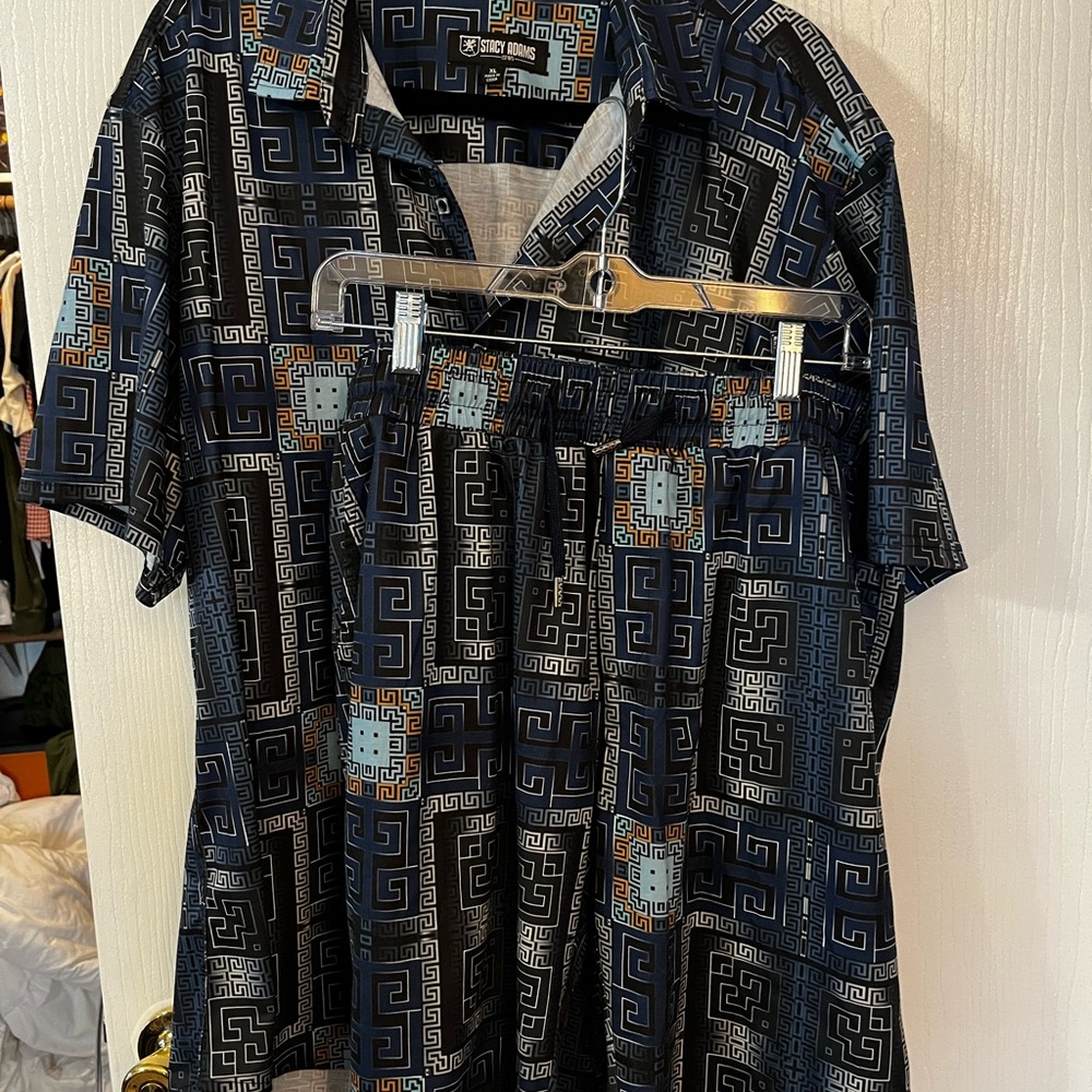 Men's Geometric Patterned shirt and shorts set